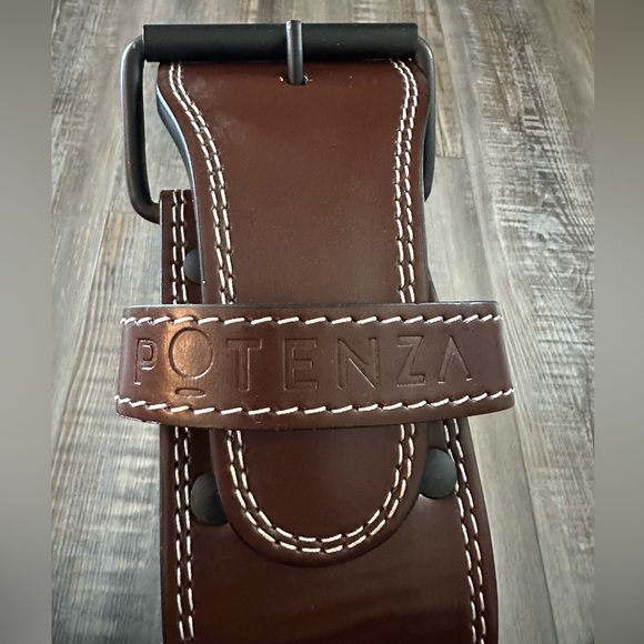 Potenza Weight Lifting Belt Brown Leather For Gym Lifting Small Waist 24-32” - Picture 2 of 15